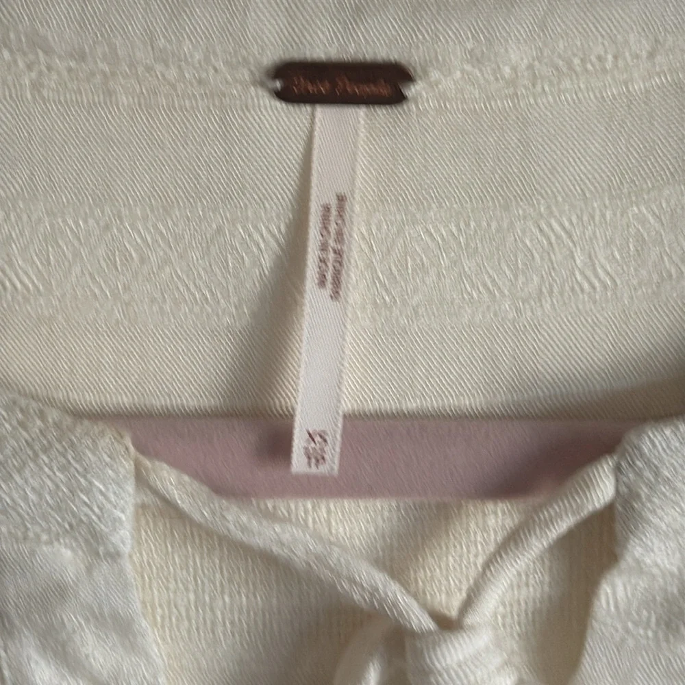 NWT FREE PEOPLE Women's White 'NOMAD' Peasant Boho Pintucked Mini Dress‎ Xs